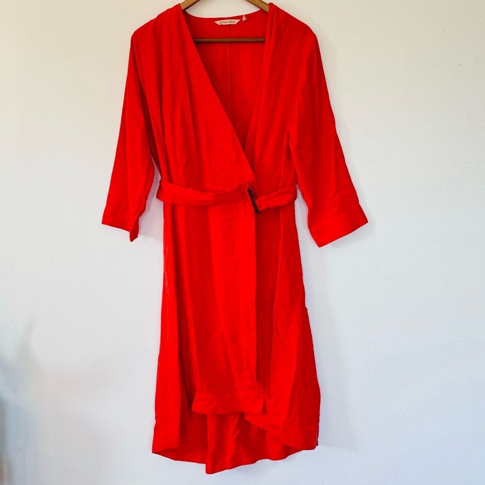 Soft Surroundings Belted Wrap Hi Low Orange Dress Sz XL